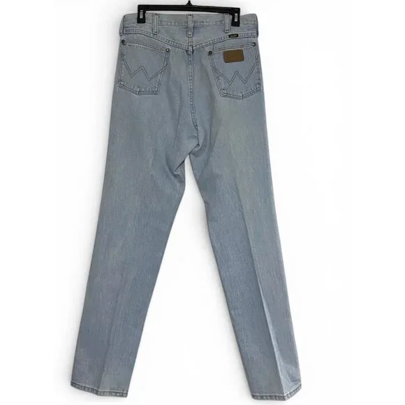 Wrangler Men’s Vintage Straight Leg Jeans 32x34 Light Blue - Picture 2 of 15